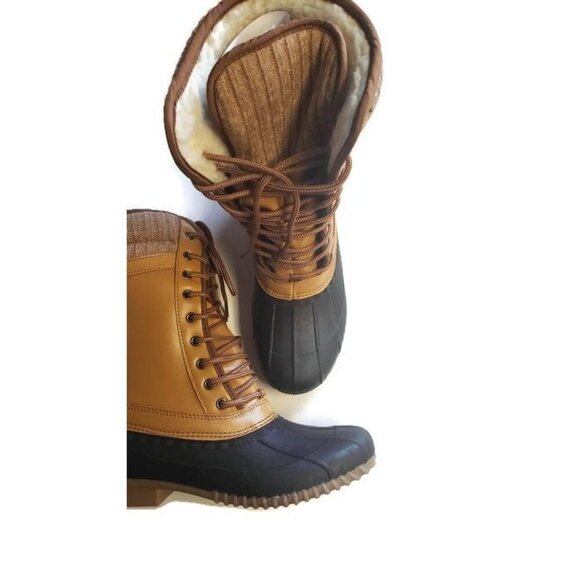 Sociology Maze All Weather Boots With Knit Cuff Tan Womens Size 7 - Picture 2 of 4